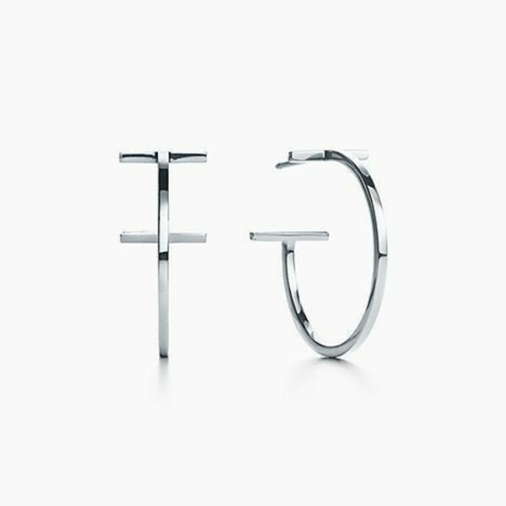 Authentic Tiffany 18k Gold T Bar Hoops